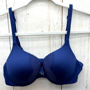 Victorias Secret Body by Victoria Perfect Shape Blue Lace Trim Bra  Size 34C